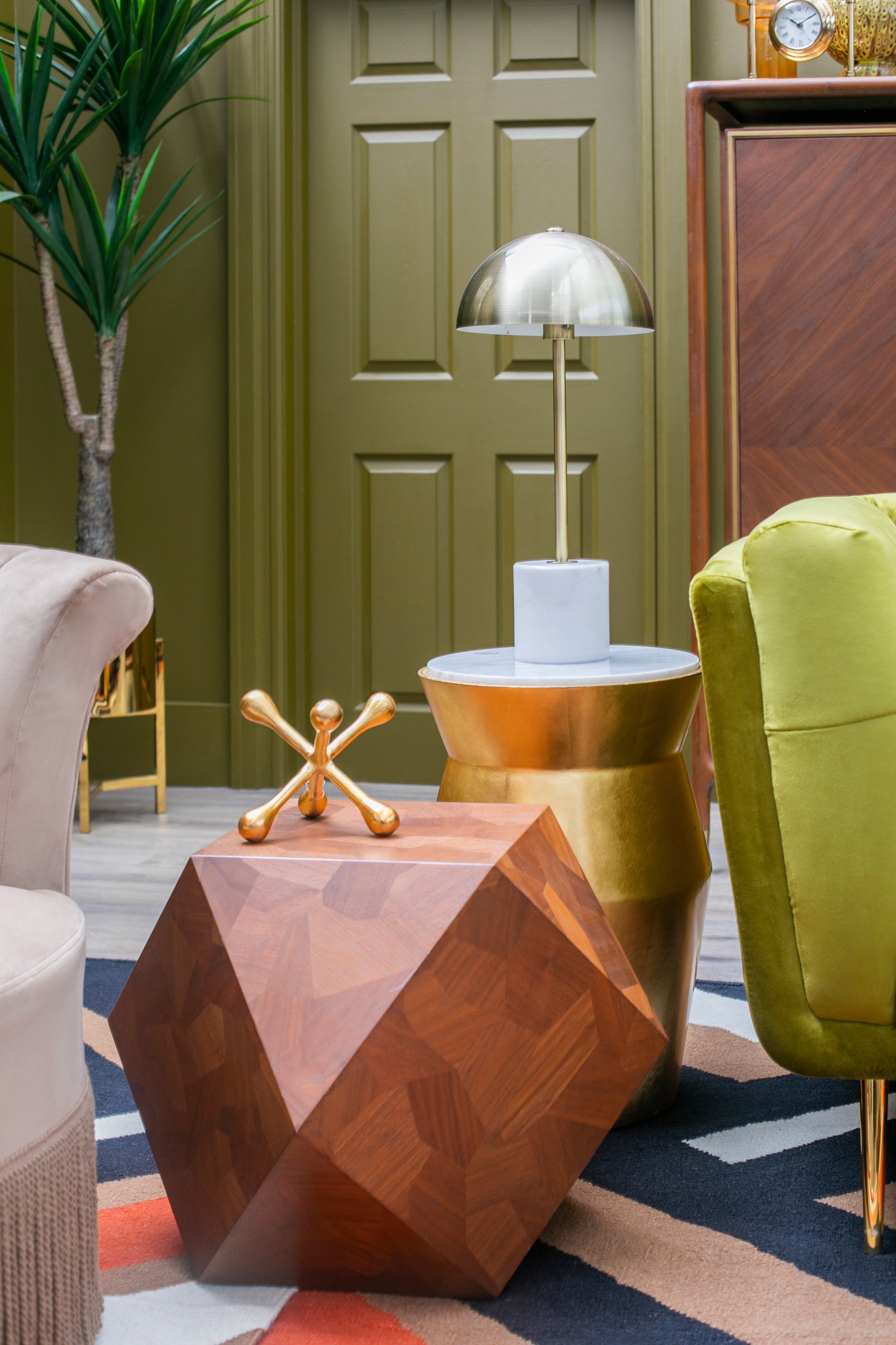 Henbury White Marble & Gold Dome Table Lamp